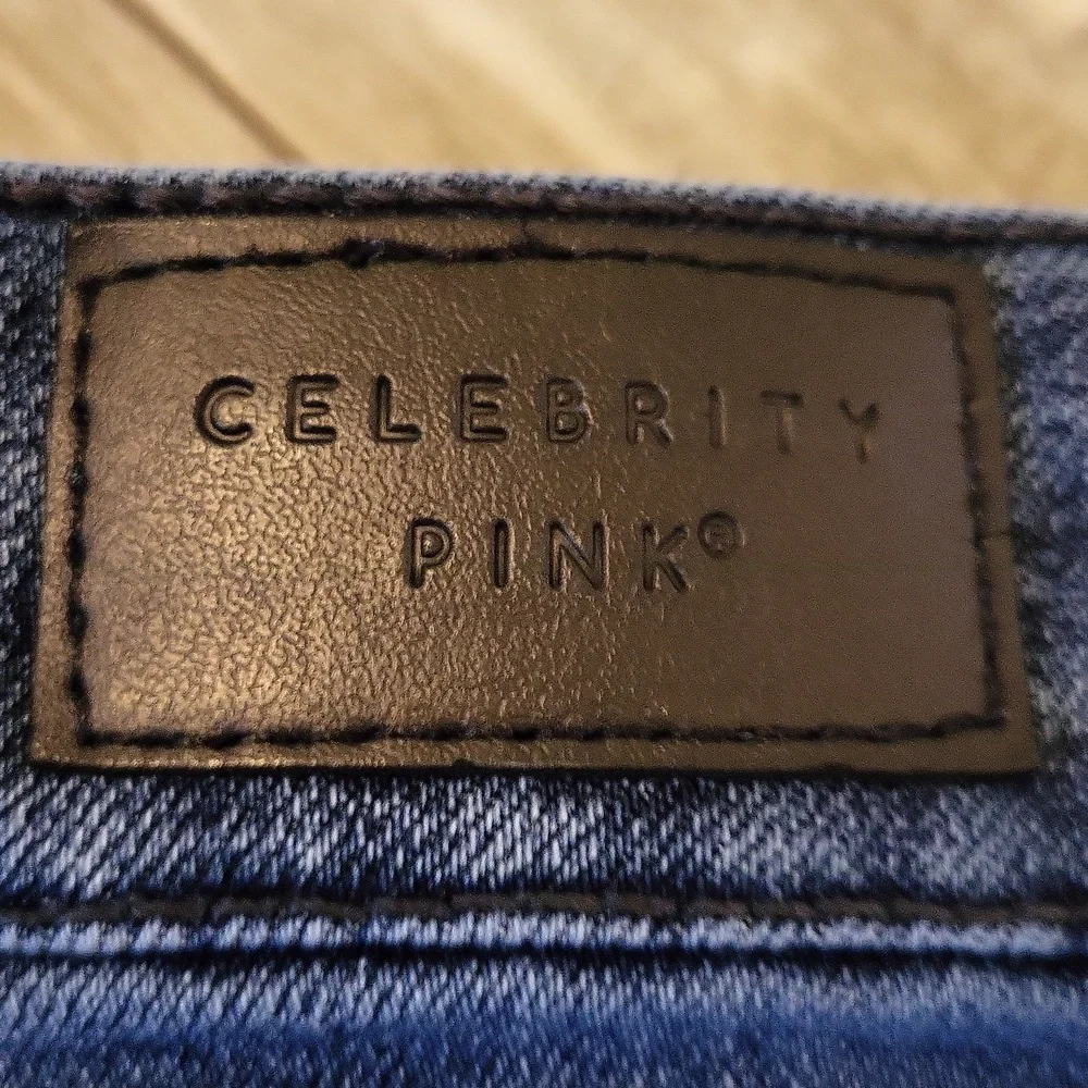 Celebrity Pink Jean Skirt With Fringe